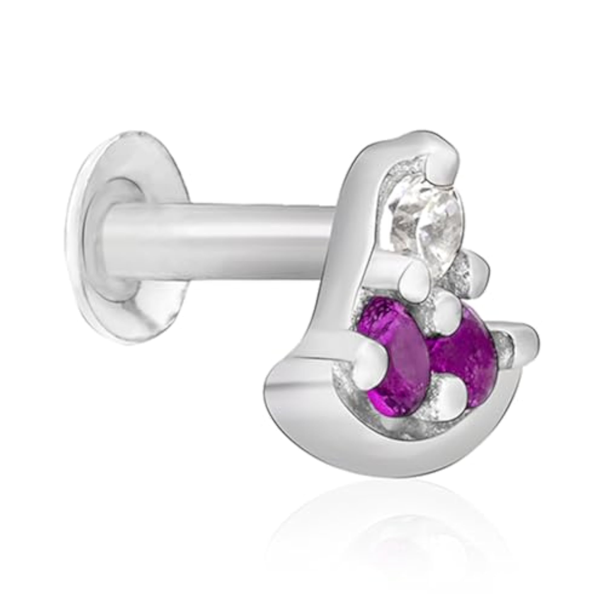 Women's Pure 925 Silver CZ Crescent Design Nose Pin