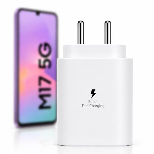 Image of Zybux 25W PD C-Type Fast Charger Adapter Compatible with Samsung Galaxy M17|M56||M36|M16|M15|S9|S10|S11|Lite|Ultra|Plus| 25 W 3A Wall Charging Adaptor for Mobile-Phone Tablet, USB-C Charging, White