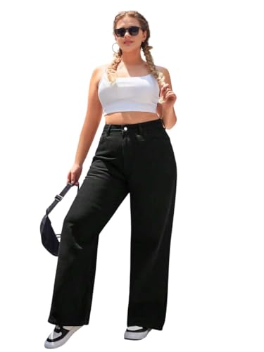 Image of KOTTY Women's Plus Size Straight Fit Denim Jeans with Comfortable Waist and Denim Fabric