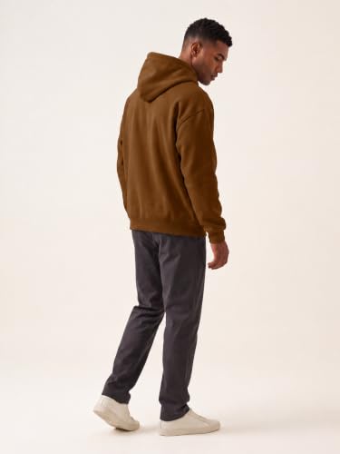 Image of JMIERR Mens Fleece Lined Oversized Hoodie Pullover Sweatshirts | Fall Winter Cozy fleece-lined pullover, adjustable drawstring hood, kangaroo pocket, regular fit, machine wash