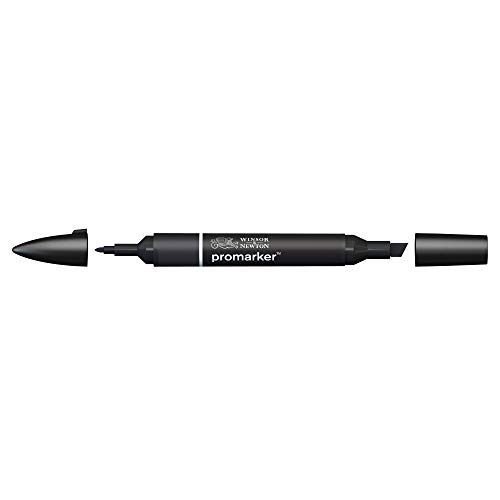 Image of Winsor & Newton Promarker, Alcohol Based Markers, Black (XB), Double Tipped Drawing Marker for Artists, Graphic Designers, Illustrators - Chisel & Fine Twin Tip, Streak Free Coverage