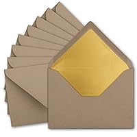 10 X DIN C5 Envelopes, 15.7 X 22.5 Cm, In White With Golden Silk