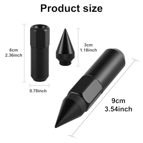 Image of SINGARO 20PCS M14X1.5 Wheel Lug Nuts, Cap Spiked Extended Tuner 60mm Aluminum Wheels Rims Lug Nuts (Black)