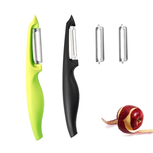 2 Stück Sparschäler,Kartoffelschäler,Schäler,Gemüseschäler,Küche Edelstahl Sparschäler,Gemüse,Peeler,Mit Zwei Klingen,Universal Kartoffelschäler,Linkshänder Und Rechtshänder Geeignet Gemüseschäler