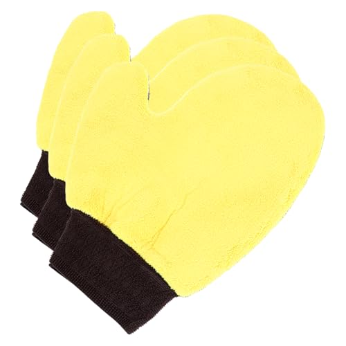 PRETYZOOM 3Pcs Scratch Car Wash Gloves Mittens for Cleaning for Cars Suvs Trucks and Motorcycles Safe Coral Fleece Material