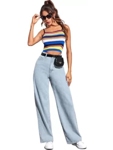 Image of Glossia Denim Baggy Jeans for Women | Stretchable High Waist Straight Fit Jeans for Women | High Rise Stretch Denim | Loose Fit Plus Size Denim (Sizes - 24 to 44) WJ32-1205-$