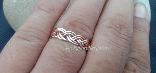 Solid Copper Braided ring, Stackable Arthritis Rings, Braied Unique Women's Statement Handmade bride Ring Jewelry,3