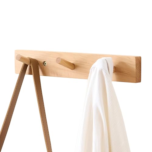 TREOAKWIS Garderobenhaken Holz, Garderobenleiste mit 3 Haken...