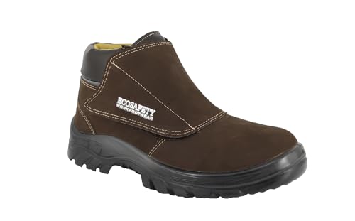 Botina de Trabalho Fechamento em Velcro - Couro Ps630 Ecosafety (Nobuck - Café, BR, Adulto, Numérico