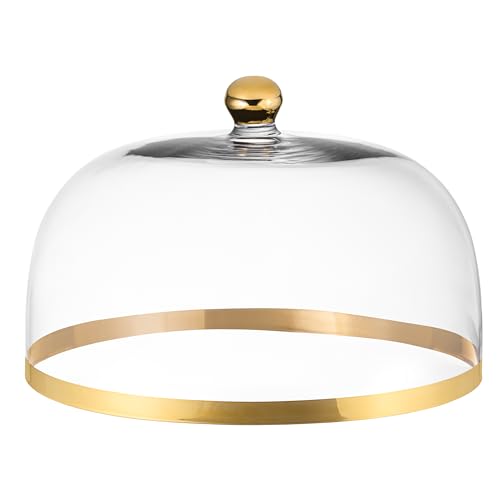 Glass - Cake Dome - with - Gold Rim -