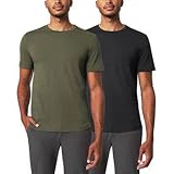 Mondetta Men's 2 Pack Short Sleeve Active Performance Tees (US, Alpha, Large, Regular, Regular, Black/Green)