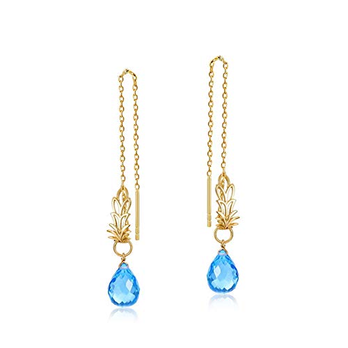 Pendientes de plata 925 juego de joyas con hojas de plata de ley y cristal azul