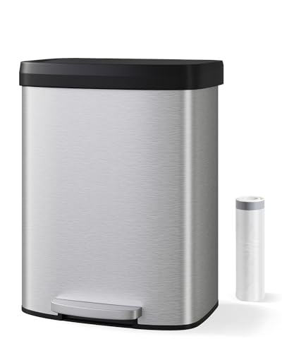 Caneca rectangular de acero inoxidable 60L con pedal