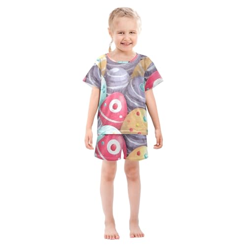Summer Pajama Set Painted Easter Eggs Pattern, Short Sleeve Sleepwear Nightwear3