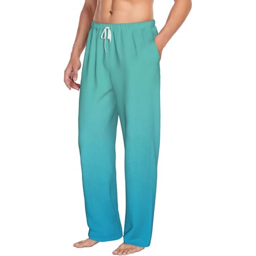 Teal Turquoise For Men'S Lightweight Pajama Pants Adjustable Drawstring & Pockets All-Season Sleepwear