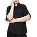 Womens Church Clergy Shirt Tab Collar Pleated Batwing Sleeves Blouse Top Black