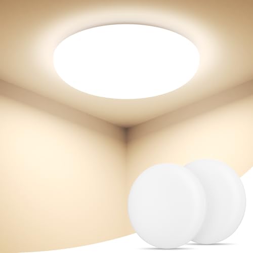 Plafon LED Techo, 36W 4500LM Lampara Techo [2 unidad], Plafones Para Techo LED Lámpara de Baño Impermeable IP54, Moderna Lamparas de Dormitorio Redonda Sin Marco de Estar Cocina Pasillo -4000K
