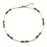 FUHAMJ 1 Piezas Collar De Surfista Con Cuentas De Coco, Collar Perlas Hombre, Collares De Moda De Estilo Único, Collar De Conchas Para Mujer Cadena De Surfistas Impermeables (Blanco,B)