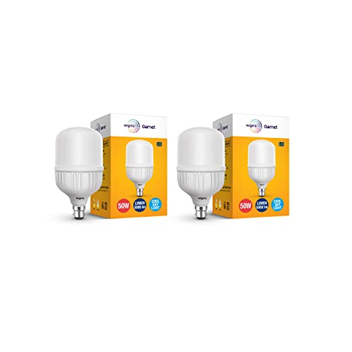 Image of wipro Garnet 50w LED High Wattage Bulb pack of 2 (coolwhite)