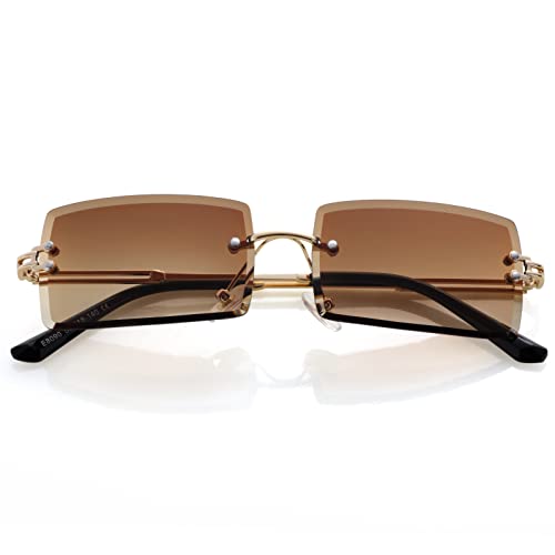 Image of Kursan Frameless Rectangle Sunglasses for Men Women Small Rimless Sun Glasses Shades UV400 Protection