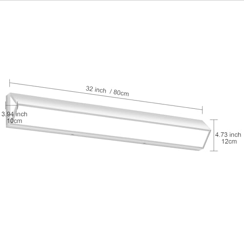 Image of 32-Inch LED Modern Bathroom Vanity Light Fixtures, Chrome Modern Acrylic Bathroom Wall Lighting Fixtures Over Mirror (Cool White 6000K)