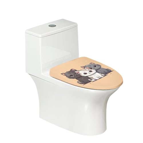 Zanxiantu Cat Toilet Lid Cover with Elastic Band Toilet Lid Seat Covers for Bathroom Indoor Home Decorations-Orange