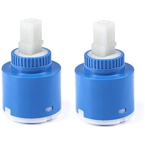 Replacement Ceramic Disc Cartridge Mixer Tap Cartridge Mixer Tap Valve Insert Ceramic Disc Cartridge Valve Flat Bottom Replacement Tap Cartridge for Bathroom or Kitchen Mixer Taps 2 Pieces (40mm) Cover
