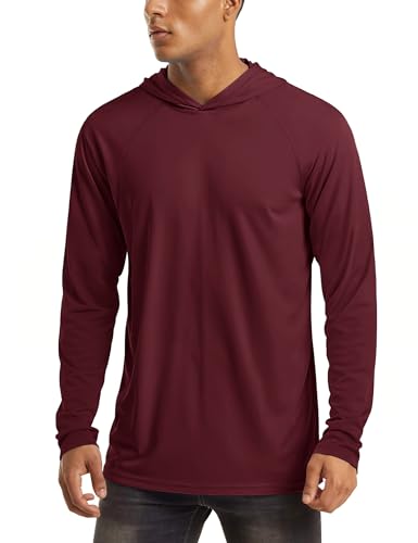 Image of MAGCOMSEN Men's Hooded UPF 50+ Sun Protection T Shirts Long Sleeve Athletic Fishing Shirts Rash Guards