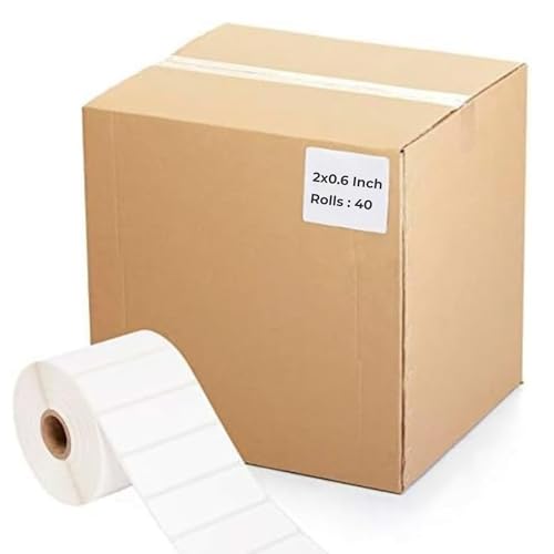 Image of True-Ally 50x15 Direct Thermal Barcode Label Sticker - 50mm x 15mm - 2000 Labels Per Roll - White Self Adhesive Sticker for Printing Barcoding (40 Roll per Pack (80000 Labels))