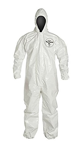 Dupont SL127TWHXL000600 SL Coveralls with Standard Fit Hood and Elastic Wrists and Ankles, Taped Seam, X-Large, White (Pack of 6)