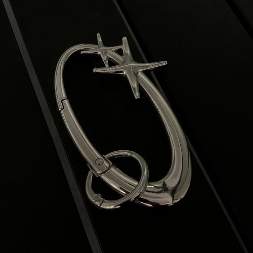 Image of Starlight Y2K Metal Heavy Shiny Starfish Carabiner Belt Loop Accessory, Silver Carabiner Keychain, Matte Chrome Karabiner, Gift her