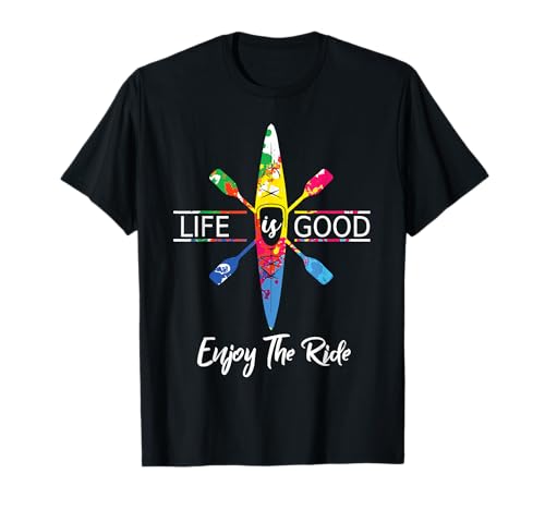 Enjoy The Ride Kayak Watercolor Rainbow T-Shirt