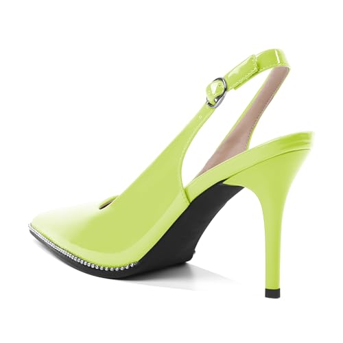 Image of SAMMITOP Women Slingback Heels Stilettos Closed Pointed Toe High Heel Silver Beaded Pumps Comfortable 3.5 Inch High Heels for Women Dressy Shoes