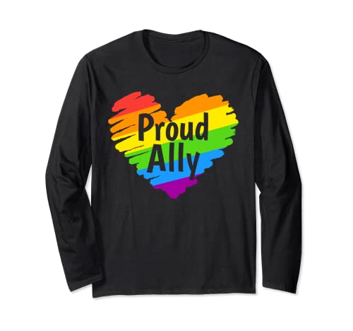 Proud Ally shirt LGBTQ+ Pride month LGBT Flag Proud Ally Manga Larga