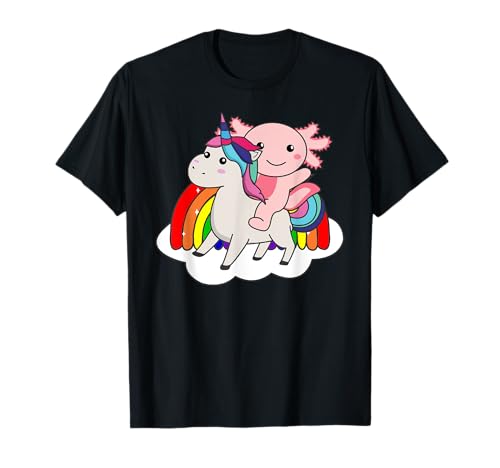 Axolotl On Unicorn Rainbow Animals Lindos unicornios Camiseta