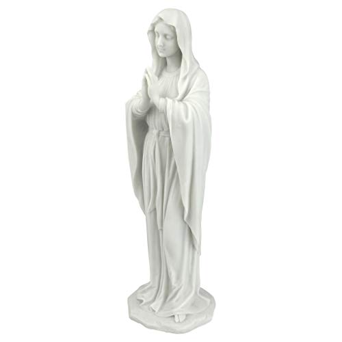 Design Toscano WU74504 Blessed Virgin Mary Statue, Small 30.5 cm Figurin Figurine, Bonded Marble Polyresin, White