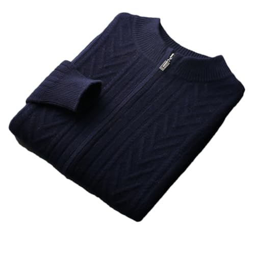 Men's Cashmere Sweater Twisted Flower Zipper Knitted Cardigan Casual Loose Long Sleeves Jumper