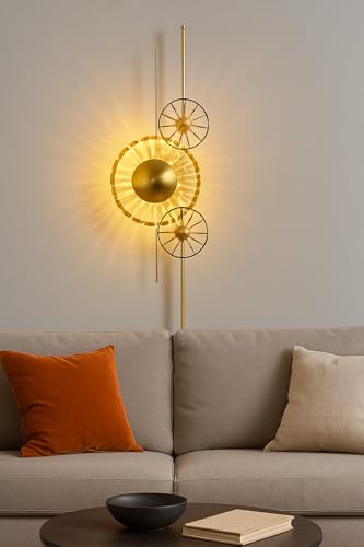 Image of blissbells Modern Luxury Gold Crystal Wall Light - Artistic LED Sconce for Bedroom, Living Room & Hallway (Crystal Disc Sconce)