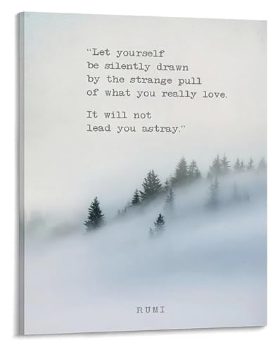 Inspirational Wall-Art Quote Let Yourself Be Drawn Forest Trees Fog Nature Landscape Poster Home Decor(Framed,16x24inch(40x60cm)