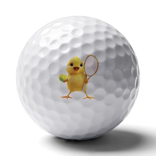 Chicken Playing Tennis Personalized Golf Balls Funny Long Distance Practice Golf Ball for Men Women Backyard