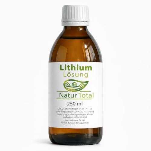 Natur Total Lithium-Lösung für Aquaristik, 0,5mg/ml, Lithiumorotat, 99,9% Reinheit, Braunglasflasche 250ml