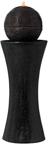 Dark Sphere Modern Zen Outdoor Floor Water Fountain 30" High With Led Light Bubbler Pillar For Garden Patio Backyard Deck Home Lawn Porch House Relaxation Exterior Balcony - John Timberland #TOP4