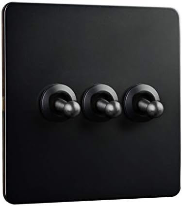 Light Switch Panel Home Hotel Office Black Industrial Style Metal Brass Lever Wall Decoration Light Switch 110v Dual Control 4 Switch Gifts (Color : Black, Size : 3)