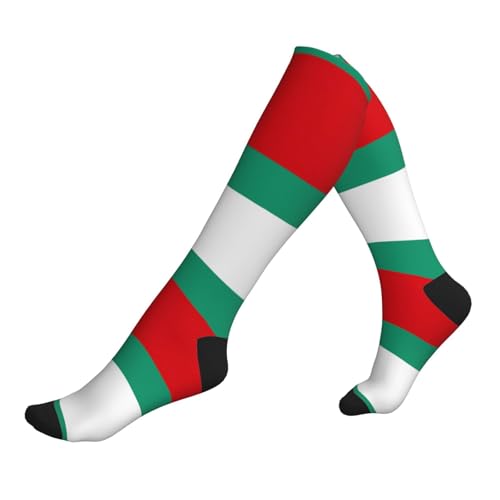 EKPASVC Chaussettes de compression unisexes avec imprimé drapeau bulgare, pour la course, la randonnée, parfaites pour les longs vols, le travail et le sport, 2 Noir-2, Taille unique