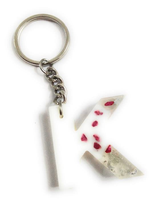 Silver White Sparkle Alphabet Resin Keychains for Car Bike Men Women Keyring