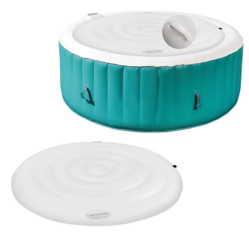 4.6 Ft Inflatable Hot Tub Cover, Round Hot Tub Cover Replacement Foldable Spa Cover Protector for Outdoor Inflatable Hot Tub, Rainproof and Tearproof
