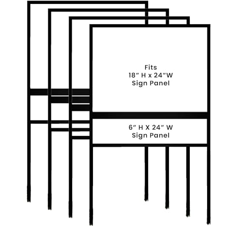 BINGLE Real Estate Iron Sign Frame w/Rider Slot SignStand Pro Iron H-Frame Yard Stakes 18x24