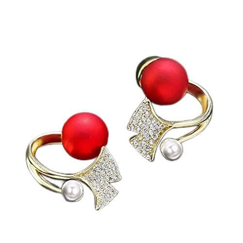 ODHLMFQ Trendy Fan-shaped Two-ear Pearl Earring Korean Temperament Fashion Wild Earrings Exquisite Tiny Ear Studs Elegant