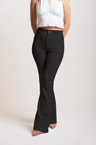 Image of Mehrang Women's High Waist Flare Pants, Bootcut Pants, Black