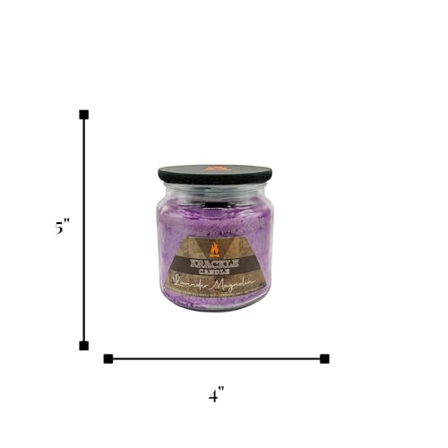 Image of Krackle Candle | Lavender Magnolia | 16 oz Scented Candle with Natural Crackling Wooden Wick | Poured in the USA | Lavender & Magnolia Blossom Fragrance